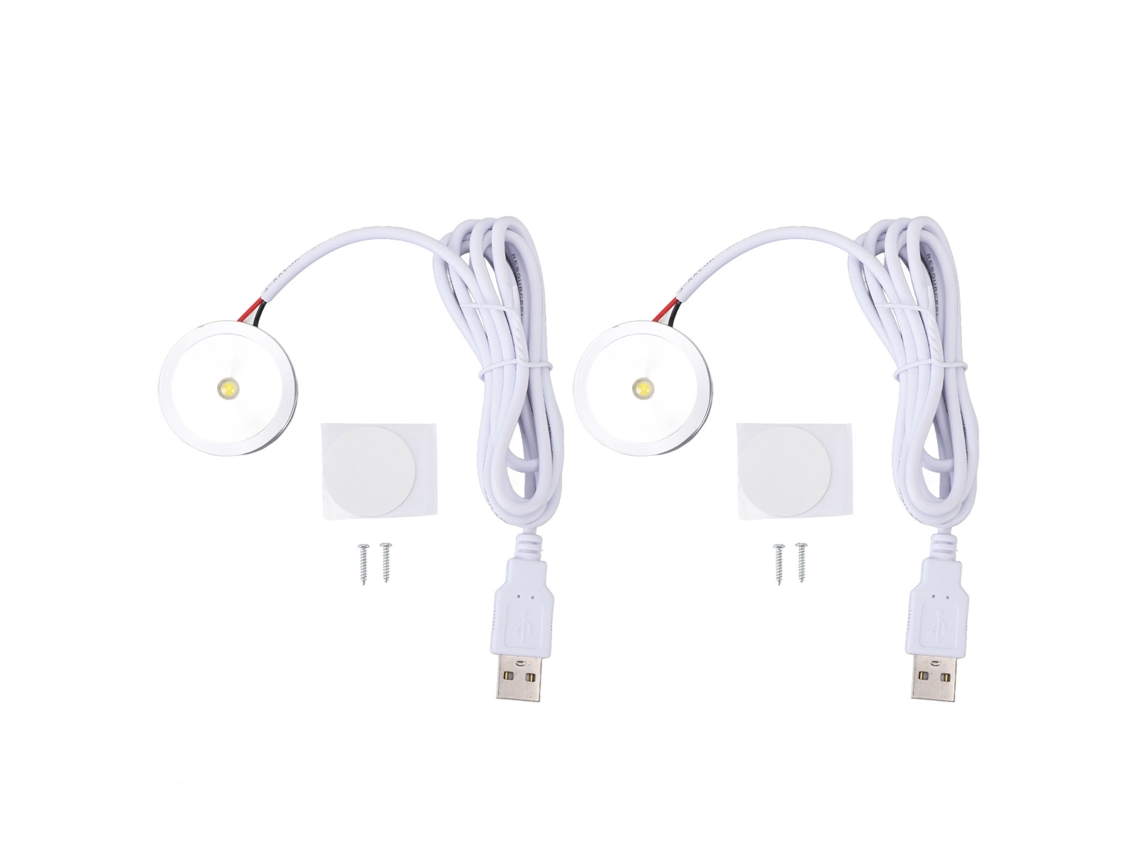 Luz Led Redonda de Exibição USB 5v com Cabo 1,3m para Gabinete de Joias Prateleira | S/MARCA