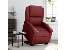 Vidaxl Poltrona Reclin. Elevatória Elétrica Couro Artif Vermelho-tinto