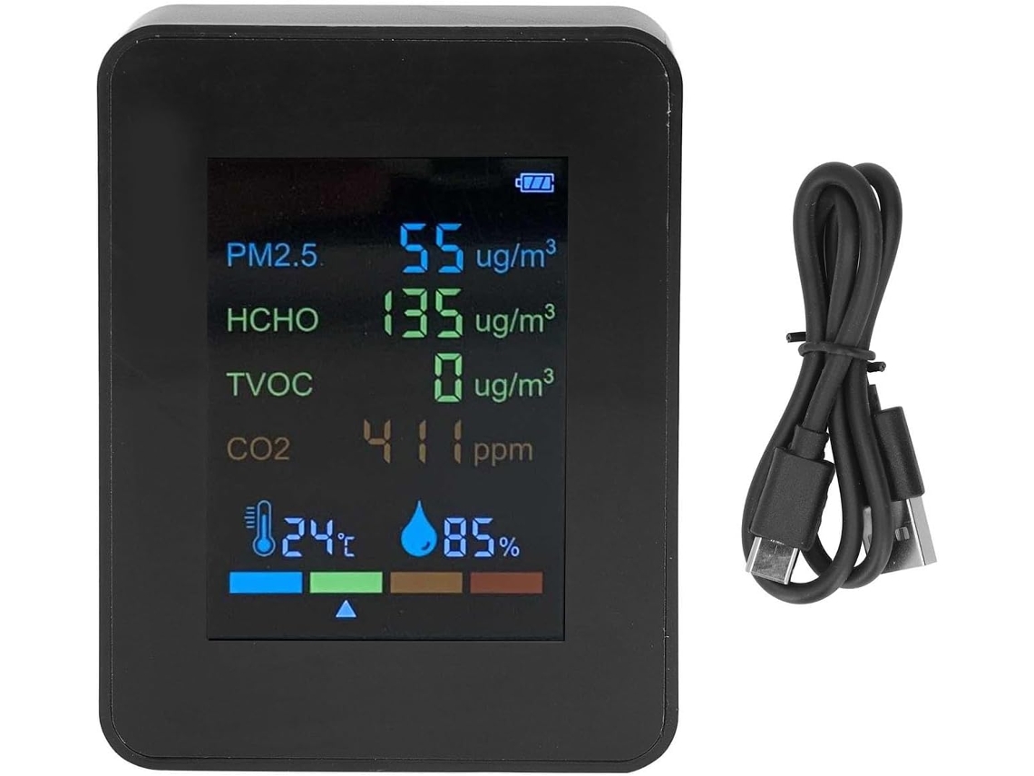 Monitor Multifuncional 6 Em 1 Para Qualidade Do Ar Com Detecção De Pm2,5