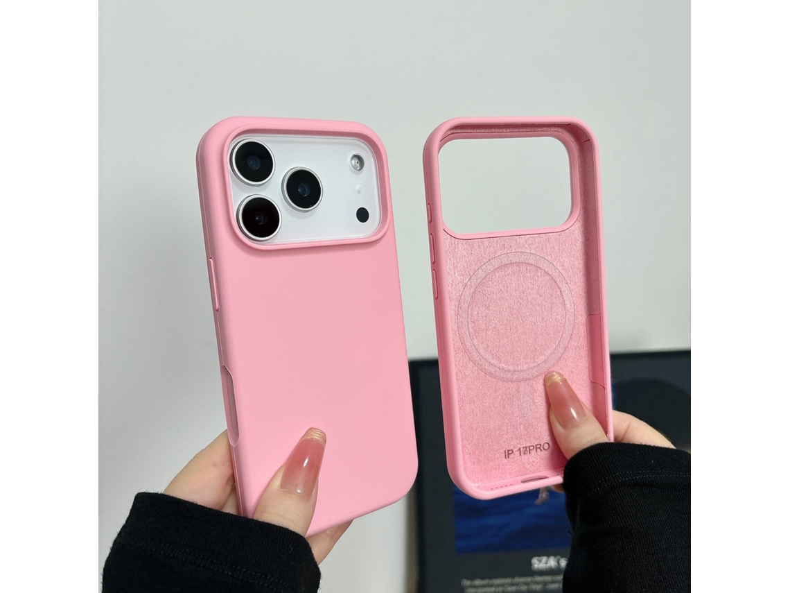 Capa Para Iphone 17 Pro Max Rosa Com Proteção Magnética Líquida, Proteção Total Dos Botões E Resistência A Quedas