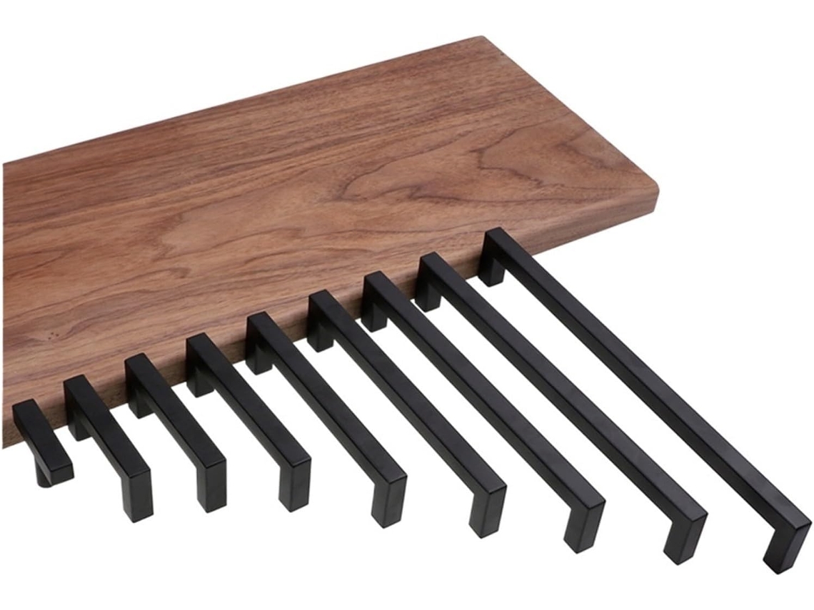 Conjunto De 2 Puxadores Quadrados Para Armários Cozinha, Gavetas E Portas, Em Aço Inoxidável, Estilo Moderno Cor Furo
