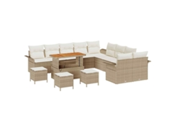 Maison Exclusive - Conjunto De Sofá De Jardim Com Almofada 14 Pcs Bege E Creme