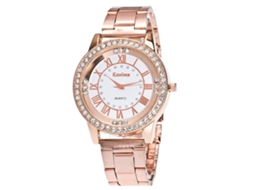 Relógio de Pulso de Quartzo com Pulseira de Aço e Strass para Homens e Mulheres (ouro Rosa)