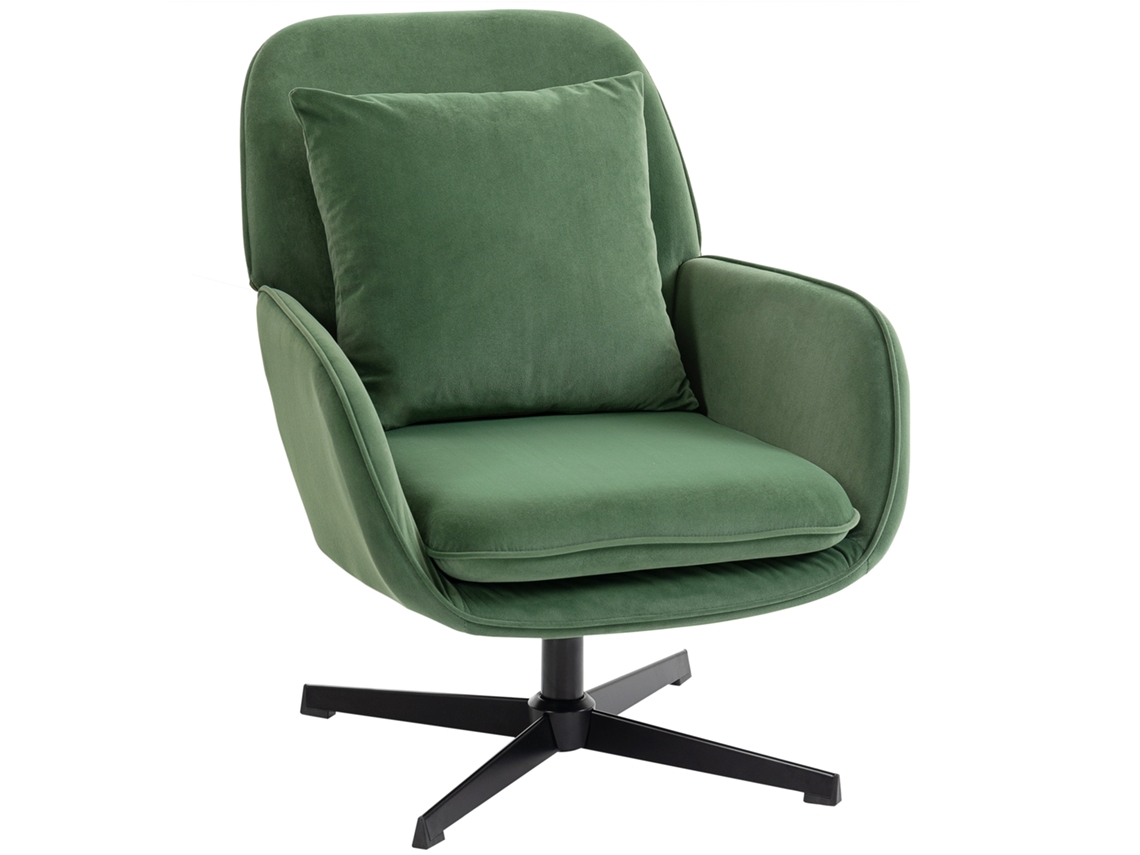 Poltrona Giratória (almofada Lombar, Estofamento Veludo, Verde)