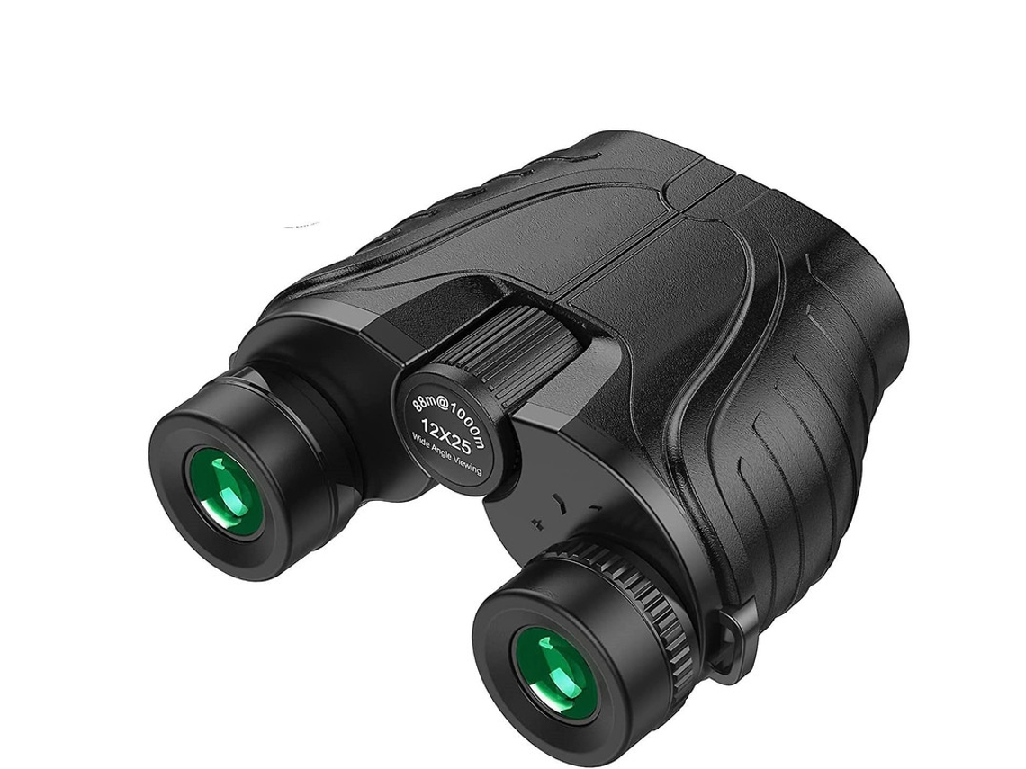 Binóculos 12x25 Hd Foco Fácil Visão Noturna Baixa Luminosidade Observação Pássaros Viagem Caça Esportes Corrida Preto Bestvite