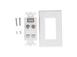 Placa de parede multimídia com áudio, vídeo, Ethernet e coaxial, resistente e antidesgaste.