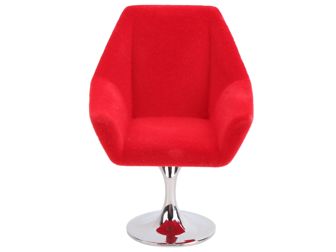 Sillón Miniatura Para Casa De Muñecas 1:12 Mueble Flockado Giratorio Accesorios Rojo