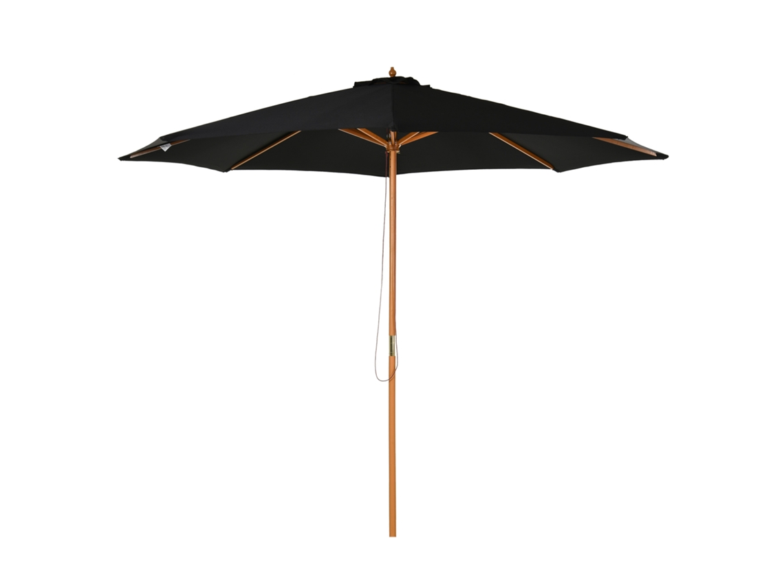 Guarda Sol Madeira 300cm Bambu Preto VELTRIX