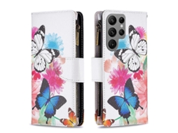Capa De Couro Com Zíper E Estampa De Desenho Colorido Para Samsung Galaxy S23 Ultra 5g