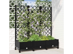 Vidaxl Vaso De Jardim Com Treliça E Rodas Preto 120 X 40 X 131,5 Cm Pp