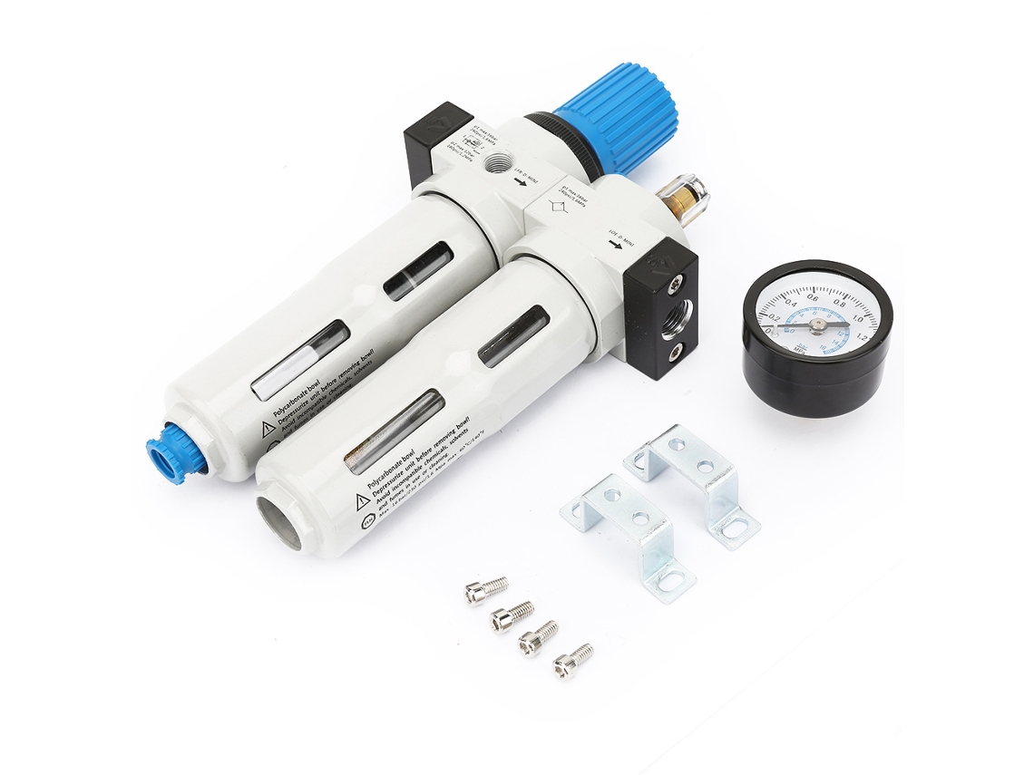 Filtro Regulador Lubrificador De Ar G1/4" Liga De Alumínio 1.6mpa Resistente Alta Pressão