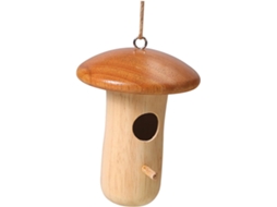 Casinha de Pássaros de Madeira Inoomp em Formato de Cogumelo, Comedouro Suspenso para Pássaros, para Jardim e Terraço. CHABERLU
