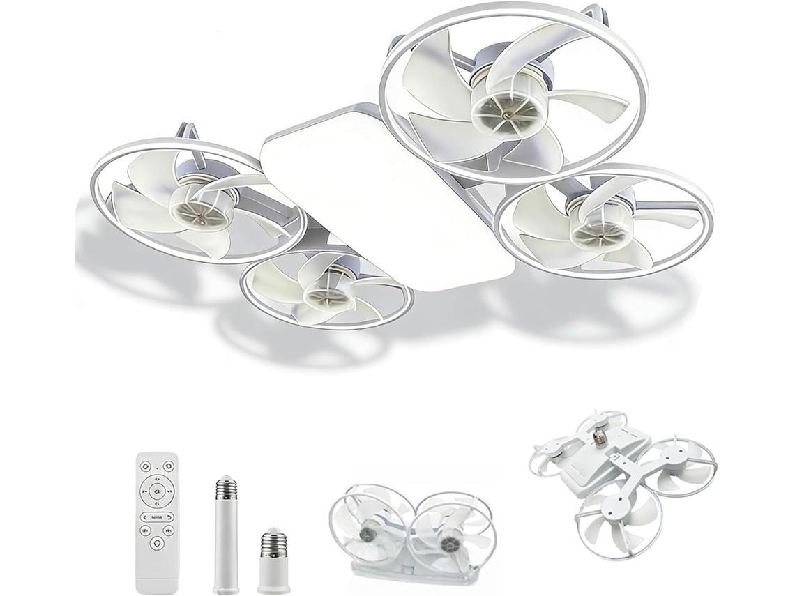 Ventilador De Teto Com Luz, Tipo Drone Lâmpada Led, Silencioso