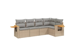 Conjunto de 5 Sofás para Jardim com Almofadas Vime Pe Bege MAISON EXCLUSIVE (5 pcs)