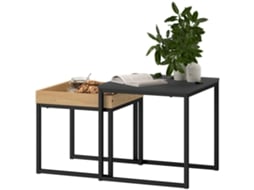 Conjunto de 2 Mesas Auxiliares, Preto e Branco ORBITRA COMMERCE