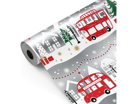 Rolo De Embrulho Para Presente, Rolo Grande 62 Cm X 100 M • Silver Bus • Ideal Para Lojas, Empresas, Lojas, Embrulhos Para Presentes Fiesta Paper