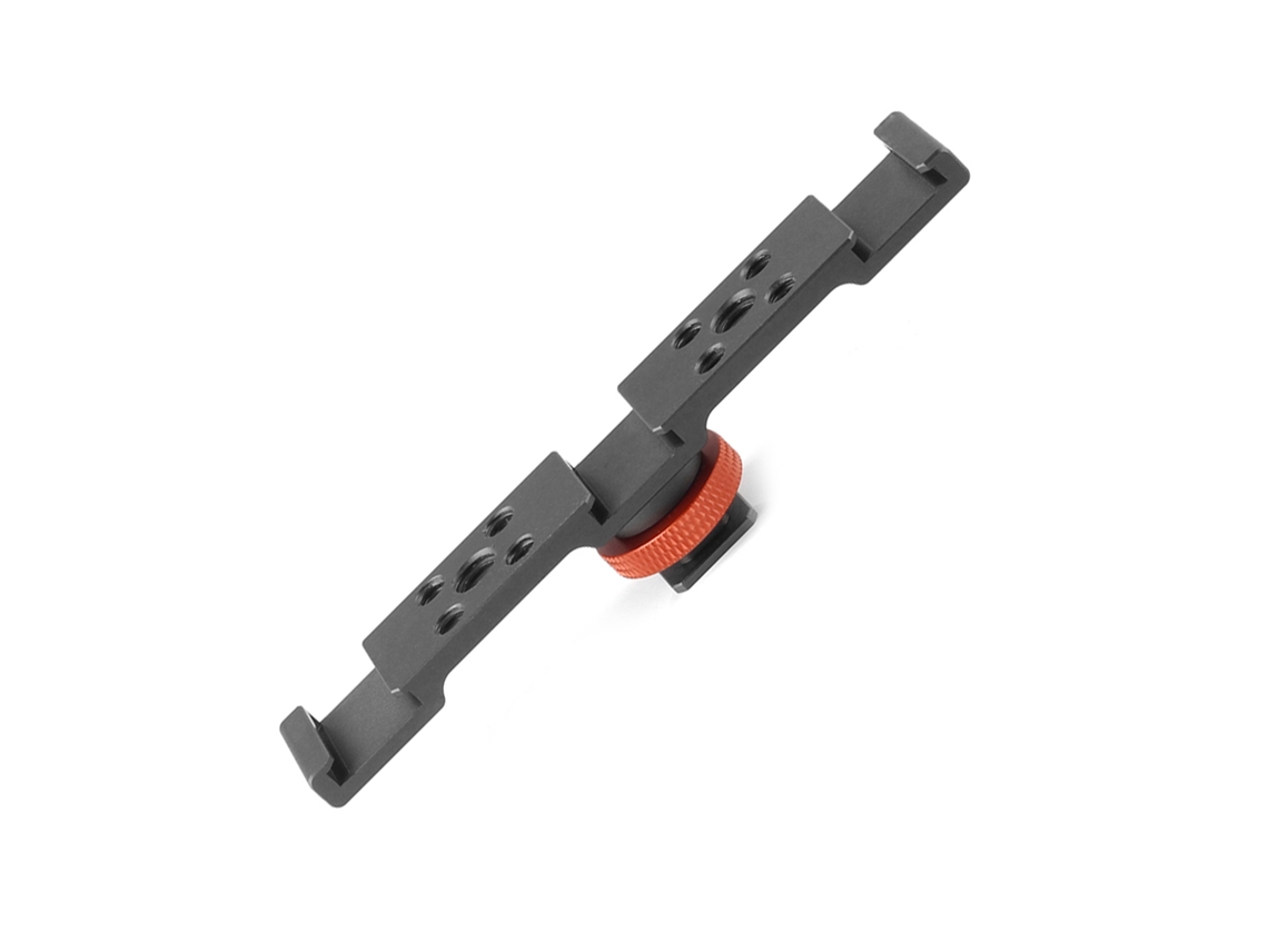 Placa De Suporte Com Cold Shoe Triplo De Alumínio Para Montagem De Microfone E Luz Led Em Câmera Dslr