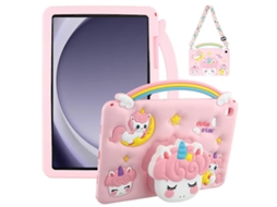 Capa Para Samsung Galaxy Tab A9 Com Alça, Unicórnio, Suporte Extensível E Proteção De Silicone Tablet. Tuotuo