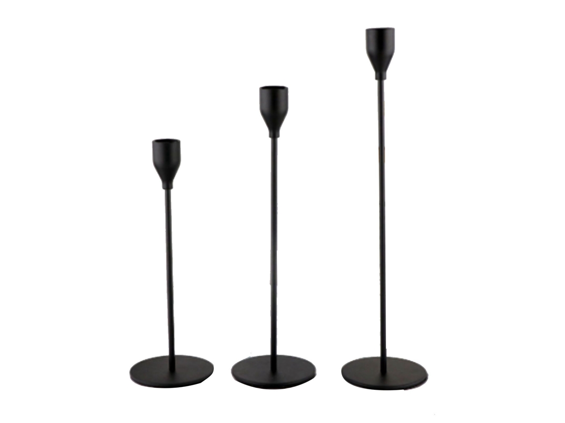 2026 suportes de Velas de Metal Mate Decorativos Românticos para Bodas Festas Cenas Preto 3 Peças