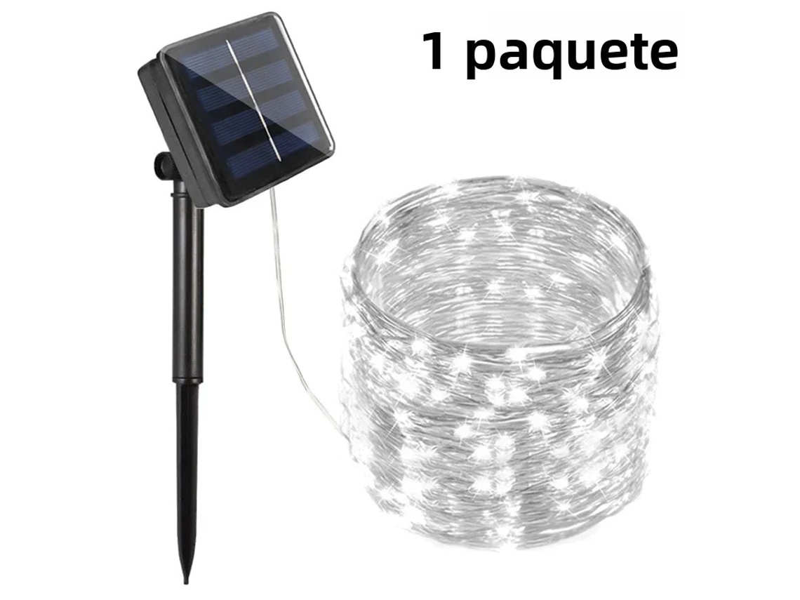 Luz Solar de Jardim Led À Prova D'água, Cordão de Luzes de Natal MDUG (luz Branca, 7m, 50 Leds)
