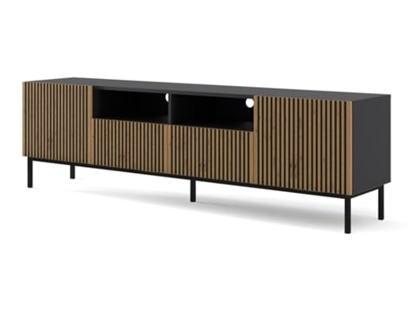Móvel de TV AKL FURNITURE PRIVATE RavennaF (Preto e Bege - Madeira engenheirada - 200x42x58 cm)
