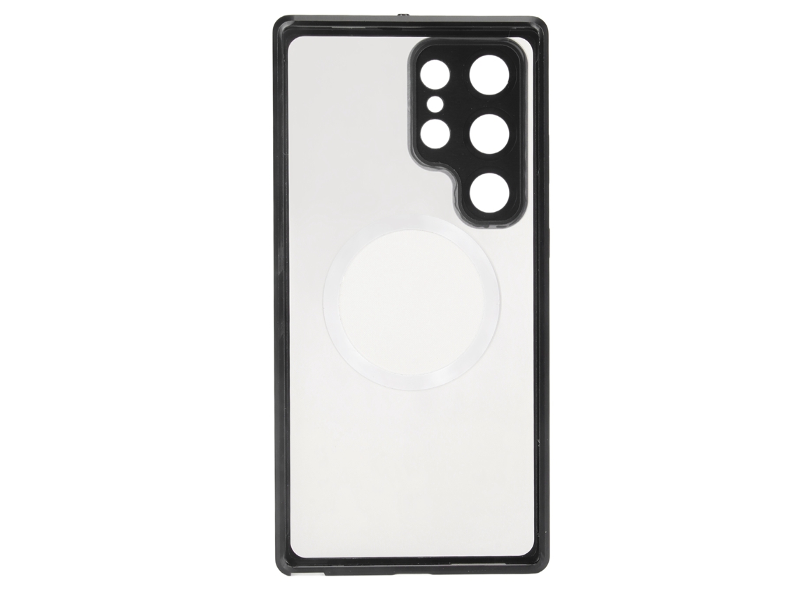 Aetheria capa Magnética para S23 Ultra Metal Acrílico Transparente Antichoque Proteção Total Preta