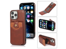 Capa Tipo Carteira De Couro Macio Para Iphone 13 Mini, Marrom