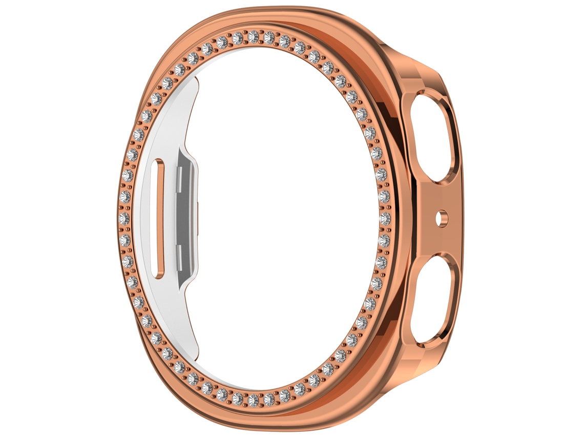 Capa Para Samsung Galaxy Watch 8/9 44mm, Protetora Em Pc Rígido Brilhante E Bumper Anti-impacto Ouro Rosa Panoona