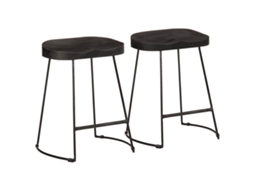 Vidaxl Banquetas De Bar 2 Pcs Pretas Madeira Maciça De Mangueira