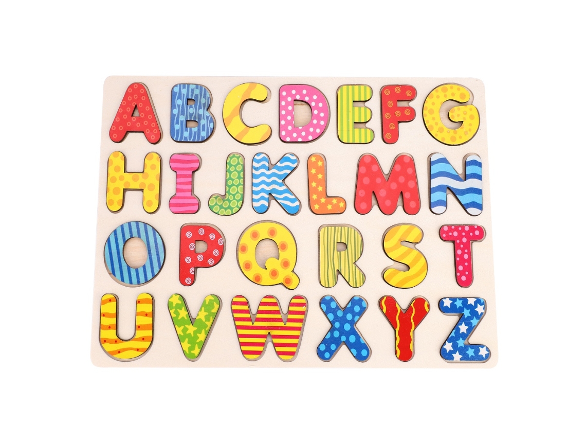 Brinquedo Educacional Madeira Puzzle Alfabeto Tabuleiro De Pegar Para Crianças