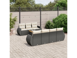 Vidaxl 8 Pcs Conjunto Sofás De Jardim Com Almofadões Vime Pe Preto