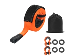 Kit de Recuperação Correias Reboque, 76,2 Mm X 9,1 M, Capacidade 16329 Kg, Correia Guincho com Capas Protetoras e Saco Armazenamento, Grampos Anel em