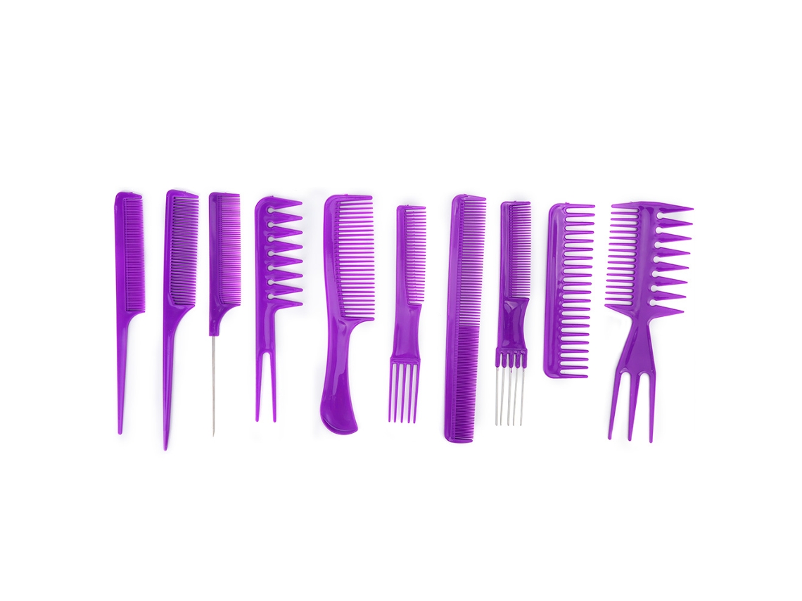 10 Peças Pente De Massagem Anti-estático Para Cabelo E Couro Cabeludo Plástico Ferramenta De Cabeleireiro Para Casa E Salão (roxo)