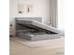 Vidaxl Cama Com Arrumação E Colchão Cinzento-claro 200 X 200 Cm Tecido