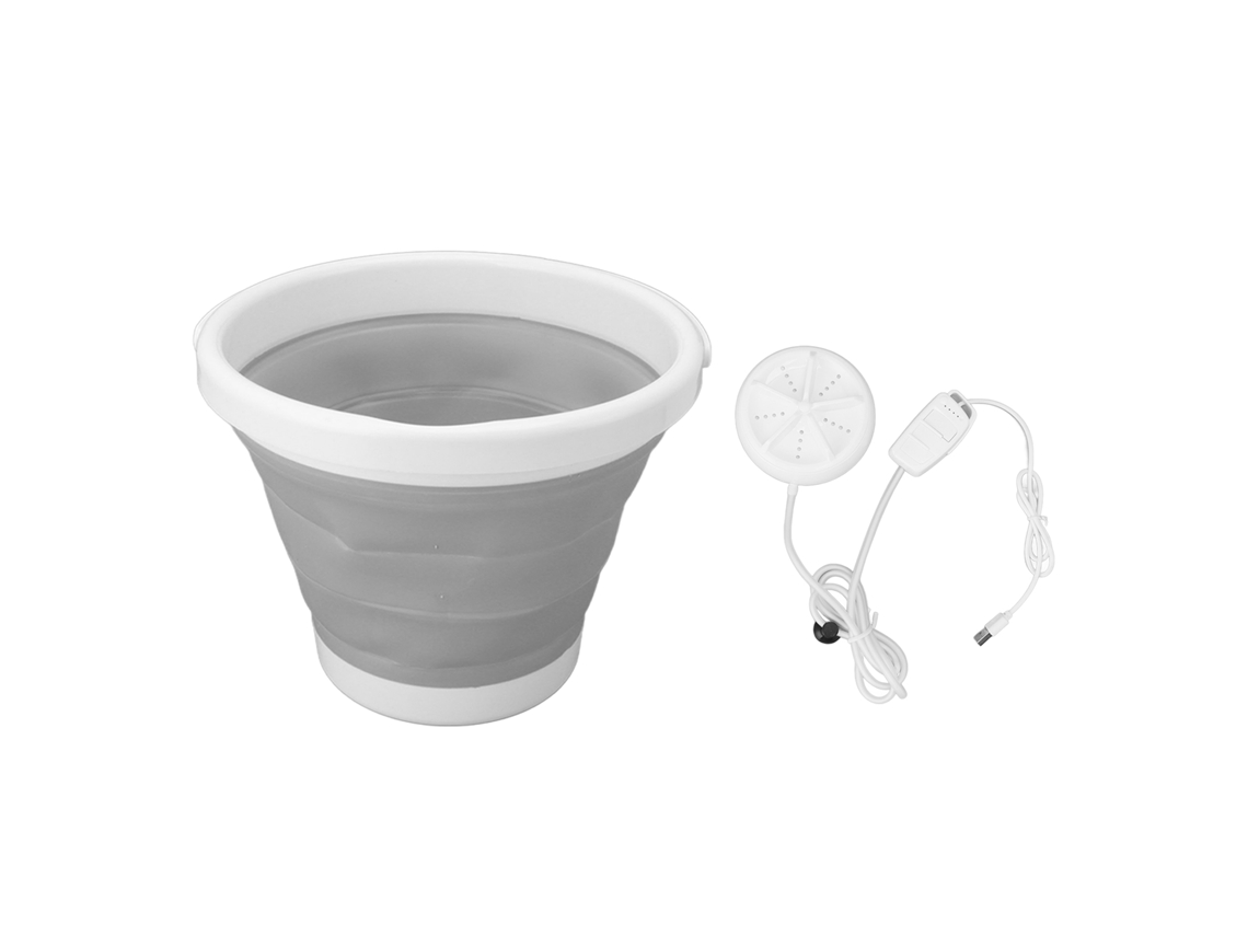 Máquina de Lavar Ultrassônica Portátil Dobrável 5l com 4 Marchas para Roupas de Bebê Meias Cinza | S/MARCA