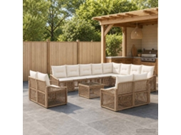 Vidaxl Conjunto De Sofá De Jardim 13 Pcs Bege Vime Pe