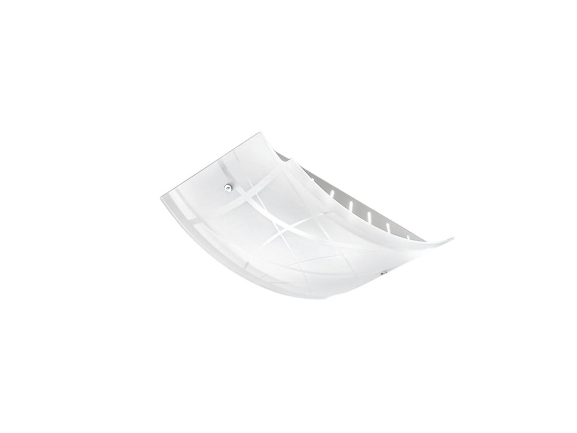 Plafon Médio Nereide 45x31cm Em Vidro Acetinado Serigrafado Branco 2xe27, Base Cromada, Design Moderno, Ip20, Max 2x52w Gea Luce