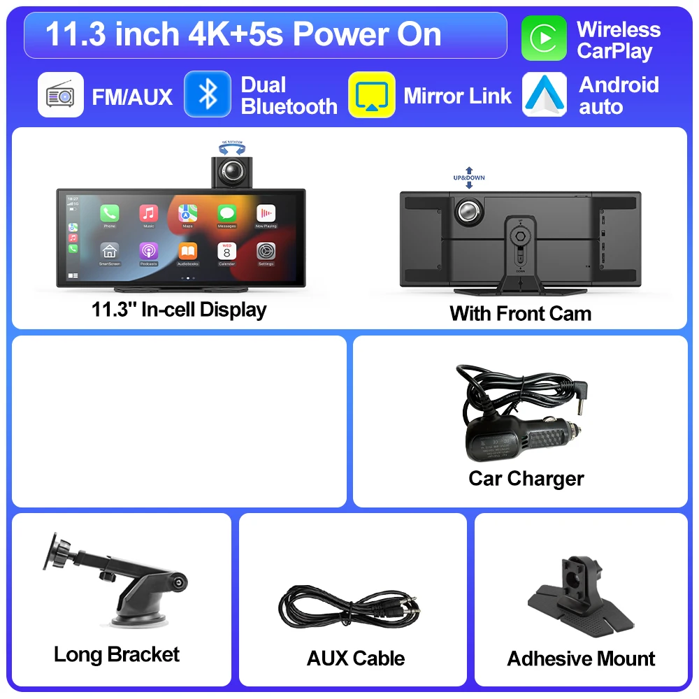 Câmera Veicular Inteligente Integrada, Tela De 10 A 11,3 Polegadas Com Carplay E Navegação 4k.