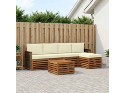 Vidaxl Conjunto De Sofás Para Exterior 6 Unid. Natural E Creme