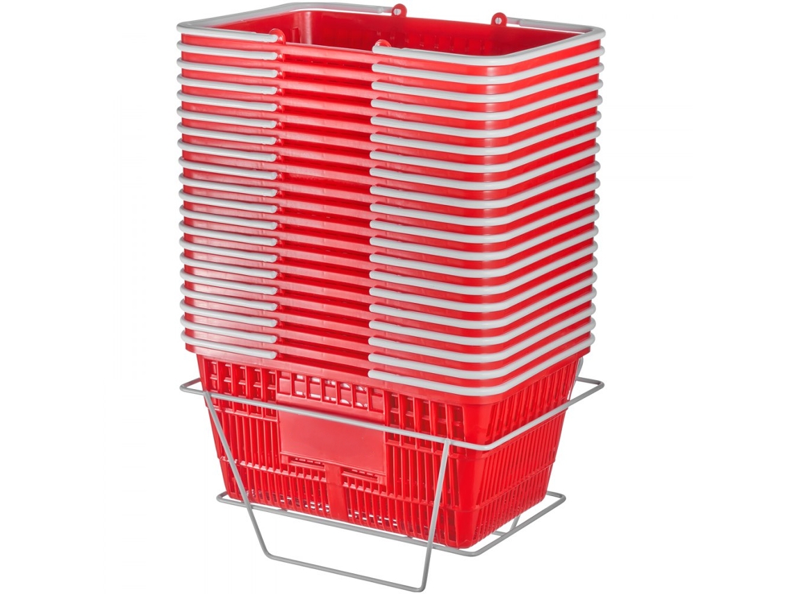 Conjunto De Cestos De Compra Empilháveis 21l Com Suporte Tekmaquinas