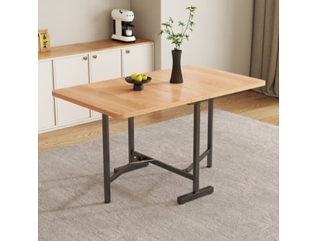 Mesa de jantar Zetengchen, elegante e minimalista, em cor natural, dobrável e armazenável, estilo minimalista moderno.