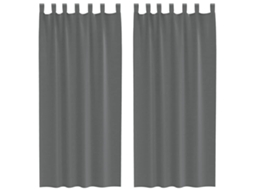 Maison Exclusive - Cortinas De Voile Com Laços 2 Pcs Cinzento-escuro 140x225 Cm