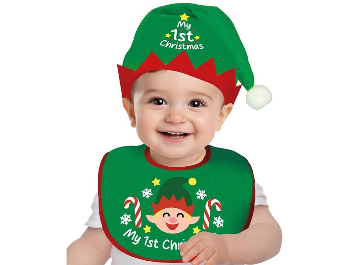 Kit Duende Infantil Chapéu e Babador Verde