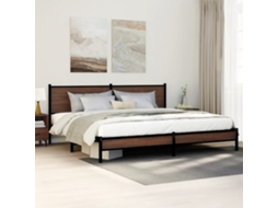 Vidaxl Estrutura Cama Sem Colchão 193x203 Cm Metal Carvalho Castanho