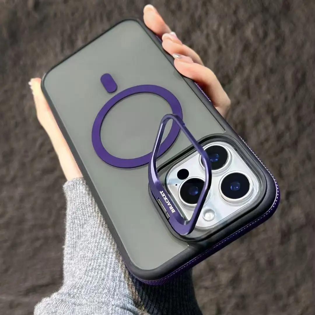 (iphone 14 Plus, Roxo) Capa Magnética À Prova De Choque Para Iphone Com Suporte E Proteção Traseira.