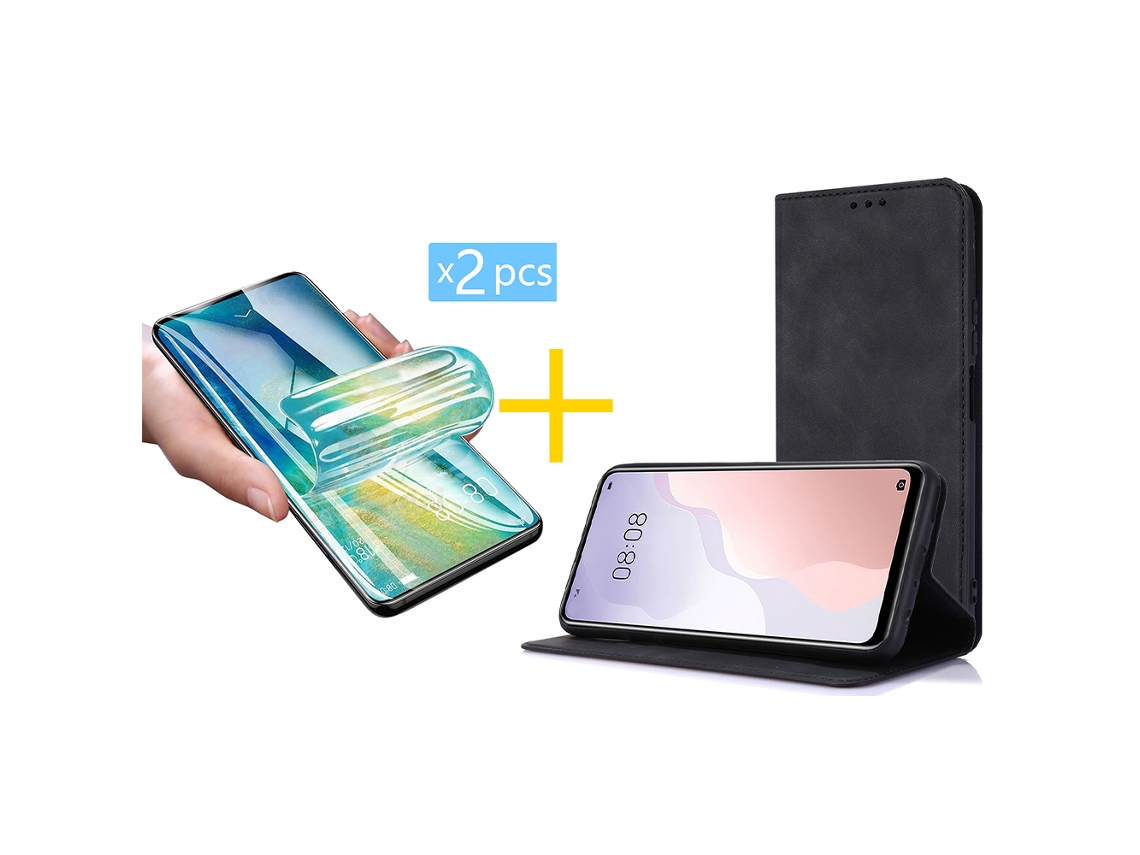 Pack 2 x Película de Hidrogel + Capa GANDY Apple iPhone 16 PRM Flip Cover Preto