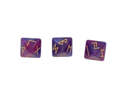 Walshlxq 3 Peças de Dados Rúnicos de 8 Faces Conjunto de Dados Poliédricos para Adultos Adivinhação Astrologia Cores Vívidas Azul Roxo