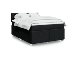 Vidaxl Cama Com Molas/colchão 160x200 Cm Tecido Preto