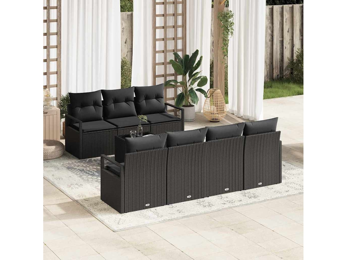 Vidaxl Conjunto De Sofás 8 Unid. 7-número De Lugares Preto Vime Pe