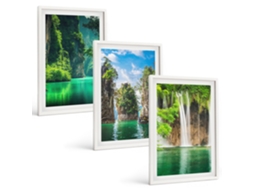 Conjunto De Pinturas Paisagens Verdes, Cachoeiras Espelharte (3 Peças 40x60 Cm)